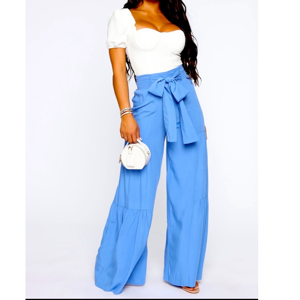 Flare/Linen Blue Pants